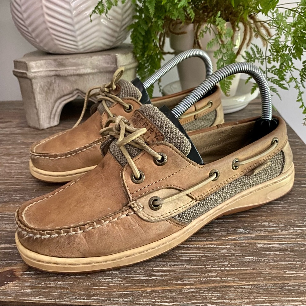 Sperry Women’s 7.5‎ Wide Angelfish Top-Sider Slip On Loafers Leather Boat Shoes